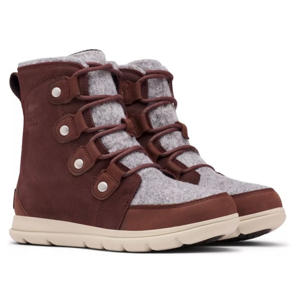 SOREL | NWT Explorer Joan Felt 100g Waterproof Winter Boots in Redwood Size 6 - Picture 1 of 11
